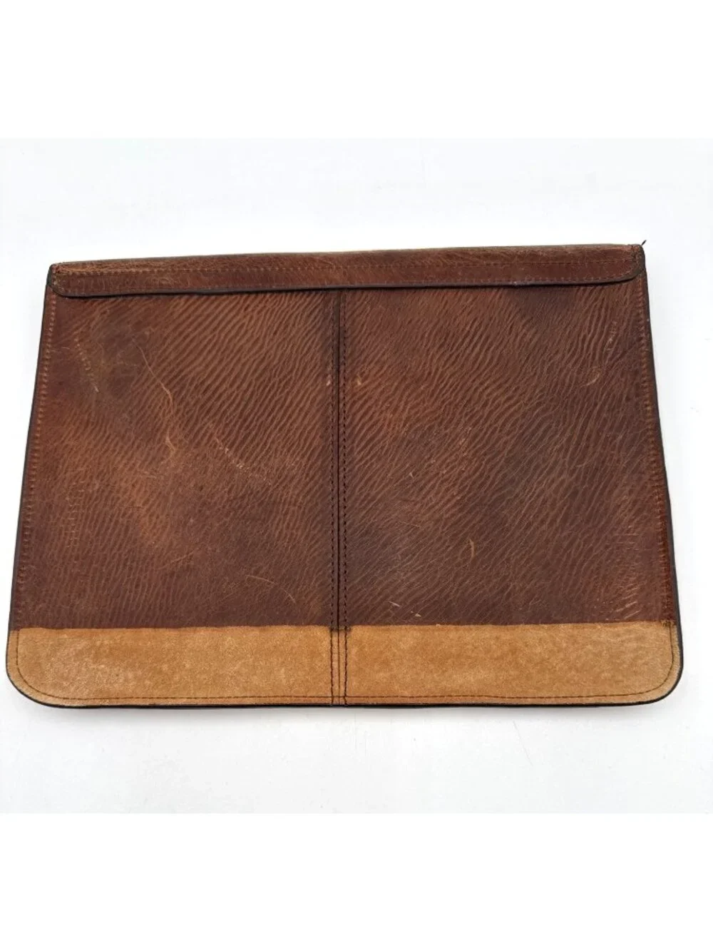Fossil Brown Distressed Leather Envelope Clutch Bag With Button Closure